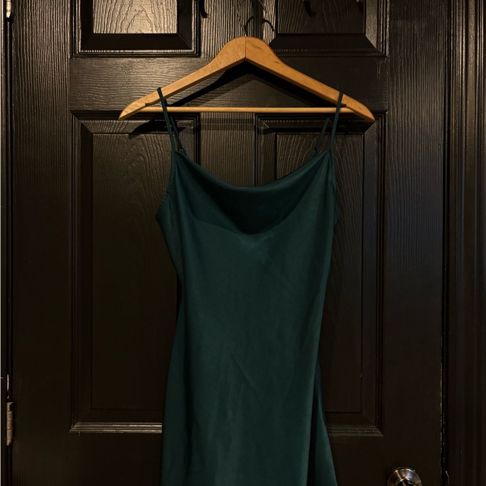 Emerald Green Satin Dress